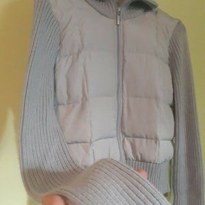 Blue BCBGMaxAzria Blue Puffer Jacket Knit Sleeves